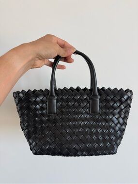 Gisse Black Leather Woven Bag